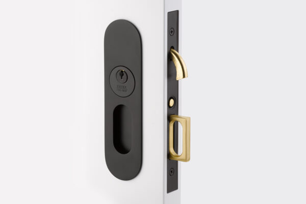 Emtek Narrow Oval Modern Pocket Door Mortise Lock