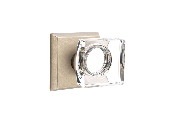 Emtek Modern Square Knob Crystal Sandcast Bronze